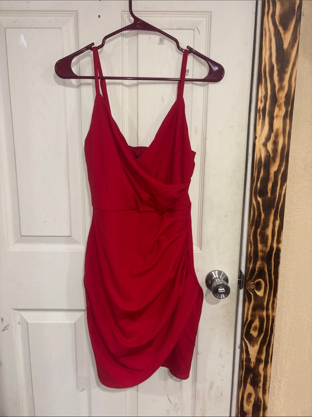 by & by Red Draped Spaghetti Strap Mini Dress